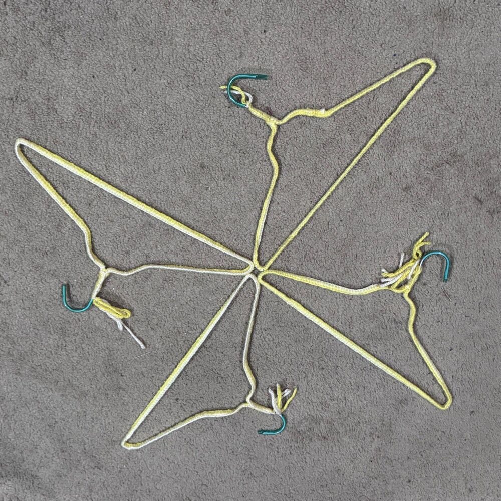 Set of 6 Vintage Multicolor Crochet and Metal Hangers